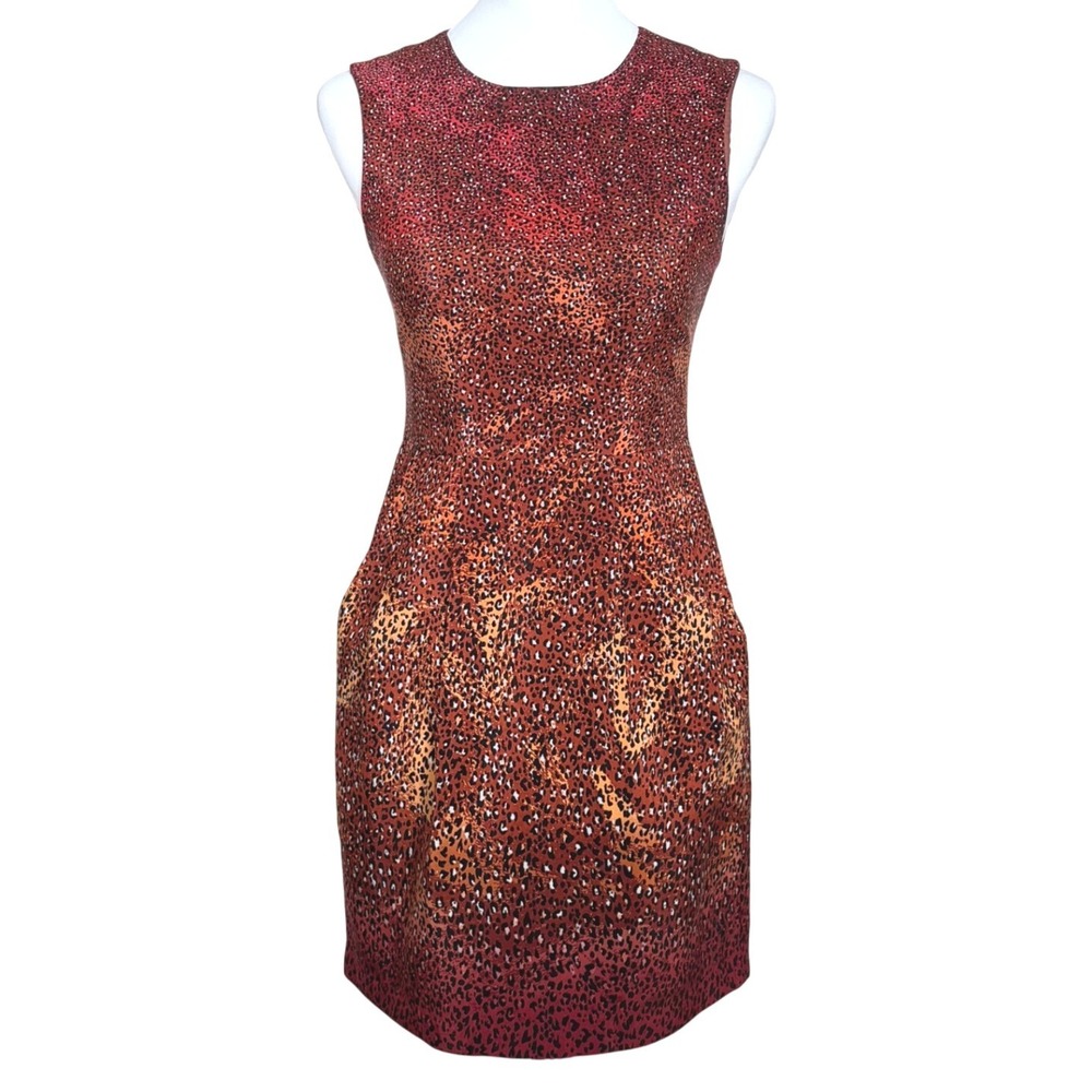 Nanette Lepore Silk Leopard Print Ombre Sleeveless Sheath Cocktail Dress Size‎ 0